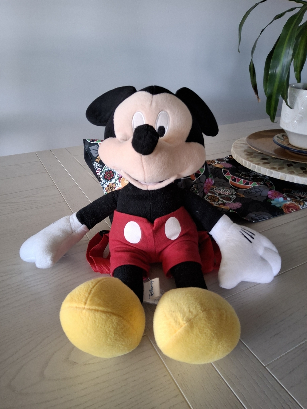 Disney Mickey Mouse Plush Backpack - Black, Red, Yellow, White